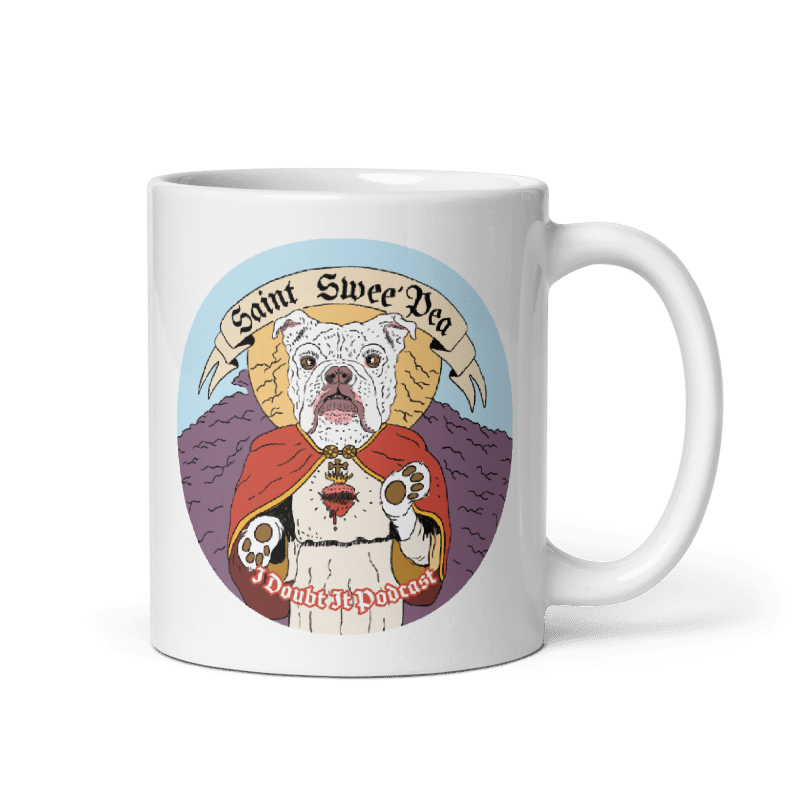 Saint Swee'Pea White glossy mug