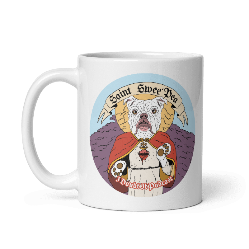 Saint Swee'Pea White glossy mug